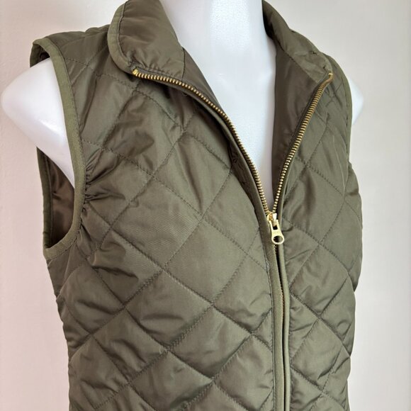 Old Navy Quilted Vest XS Olive Green Full-Zip Pockets Women's Jacket - Picture 2 of 12